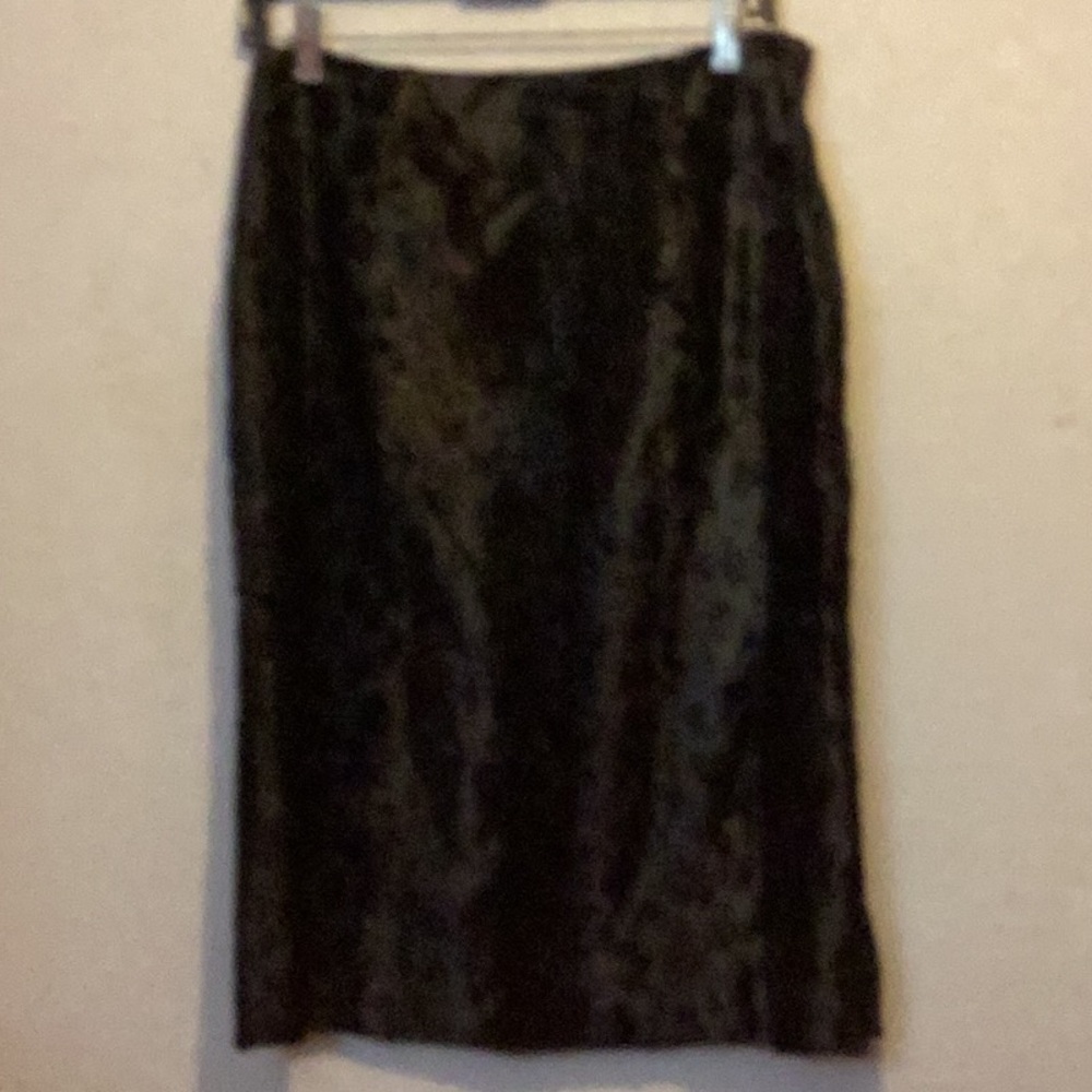 NWOT Harold’s Forest Green Leopard Faux Fur Skirt Size 10